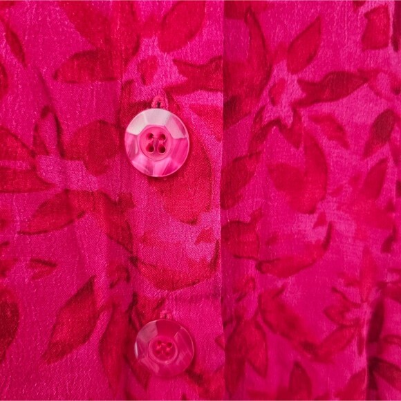 M.H.M. Melissa Harper Button Front Midi Dress Sz 12 Raspberry Red Floral - Picture 3 of 10